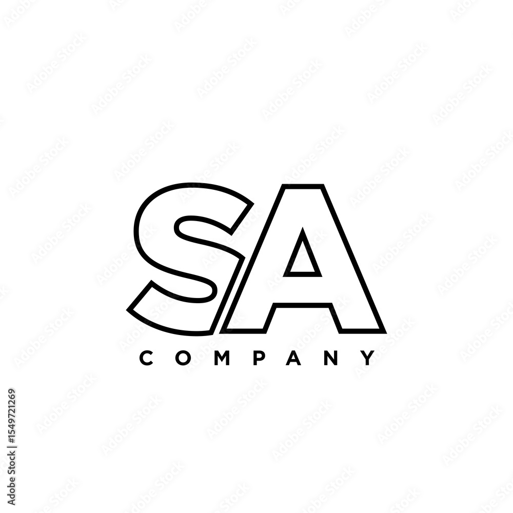 Fototapete letter s and a, sa logo design template. minimal monogram initial based logotype.