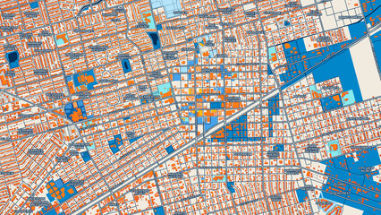 Colorful Midland Street Map with Labels and Buildings