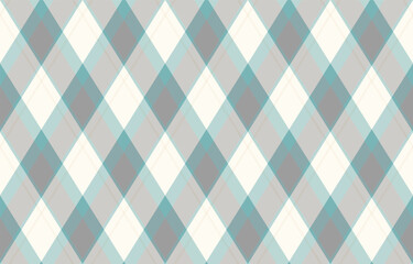 Elegant diamond plaid pattern in soft teal, gray, and cream.  Perfect for textile design, website backgrounds, or crafting projects.