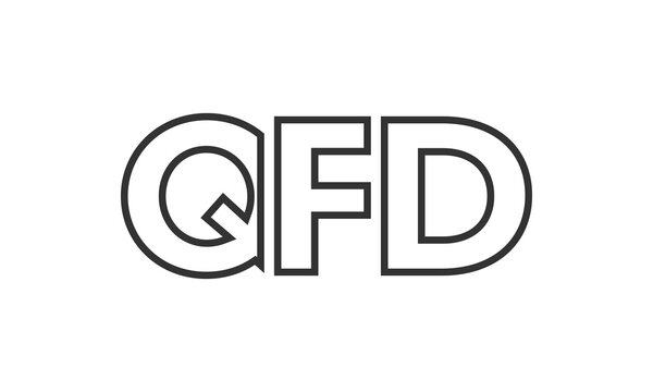 QFD logo design template with strong and modern bold text. Initial based vector logotype featuring simple and minimal typography. Trendy company identity.