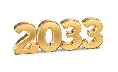 Golden Metallic Number 2033 Isolated