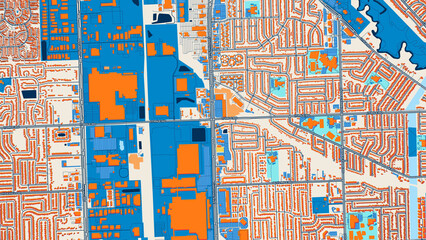 Colorful Sterling Heights Street Map with Labels and Buildings