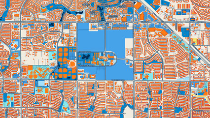 Colorful Surprise Street Map with Labels and Buildings