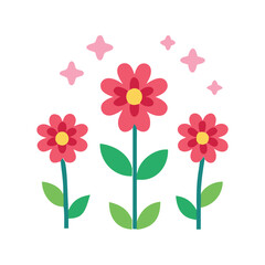 Obraz premium Flat minimal flowers vector illustration, simple floral design, colorful spring blooms, modern botanical art