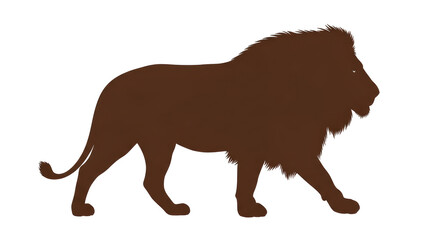 Isolated Dark Brown Lion Silhouette Profile