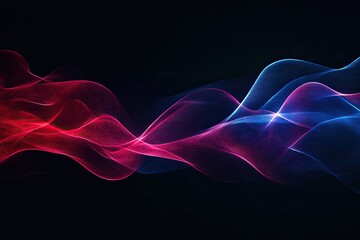 Abstract digital wave design with vibrant pink and blue lines on dark background