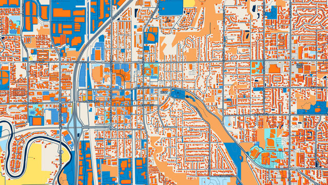 Colorful Kent Street Map with Labels and Buildings