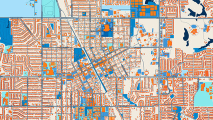 Colorful Norman Street Map with Labels and Buildings