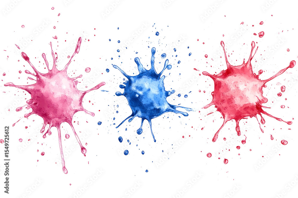 Aufkleber colorful paint splatters creating a dynamic and vibrant effect on a clean white background
