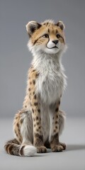 Obraz premium A charming 3D digital art piece showcases a full-bodied, endea cheetah cub with a sweet, innocent gaze, radiating a sense of gentle speed and quiet power.