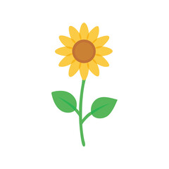 Sunflower flat minimal vector illustration, bright yellow floral icon, simple summer botanical design

