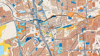 Obraz premium Colorful Round Rock Street Map with Labels and Buildings