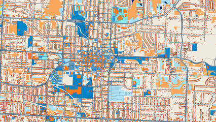 Fototapeta premium Colorful Independence Street Map with Labels and Buildings