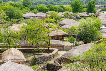 Thatched House Scenery of Korean Traditional House Rural Village