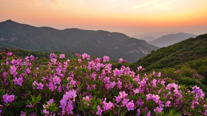 Fototapeta premium Beautifully blooming Hwangmaesan Mountain scenery