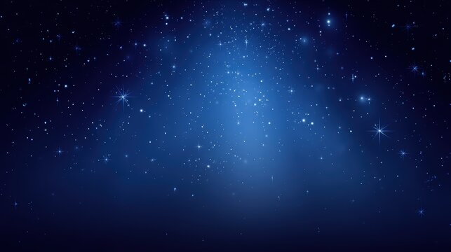 Night sky starfield background in deep blue with a dark clear panel for text insertion