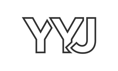 YYJ logo design template with strong and modern bold text. Initial based vector logotype featuring simple and minimal typography. Trendy company identity.