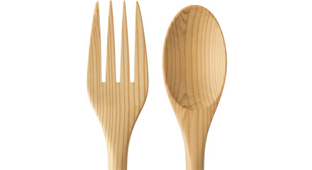 Isolated wooden spoon and fork