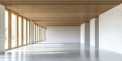 Modern, spacious interior hallway