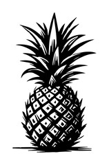 Obraz premium pineapple whole fruit detailed shape vector silhouette