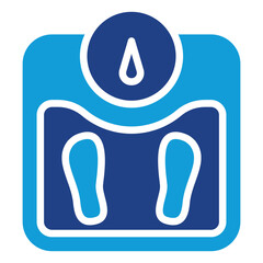 Weight Scale - Dual Tone Glyph Blue Fill Silhouette Style Icon - body scale with a measurement dial, symbolizing weight tracking