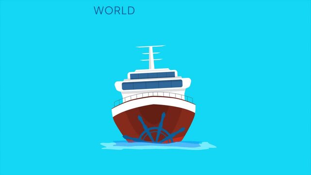 World Maritime day concept. Full length animation illustration. High quality 4k footage
