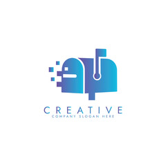 Fototapeta premium Digital Mailbox Logo, Modern Tech-Inspired Communication Icon vector design 