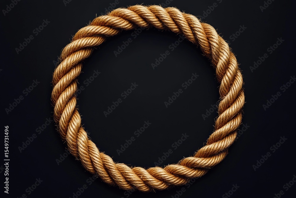 Poster close-up of a coiled rope creating a perfect circle against a dark backdrop