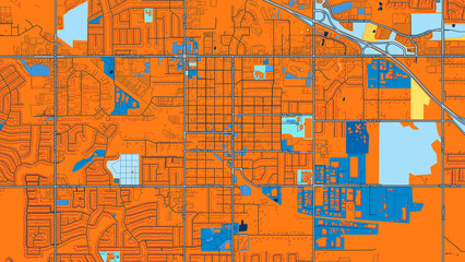 Obraz premium Colorful Broken Arrow Street Map with Labels and Buildings