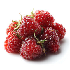 fresh raspberries with leaf isolated on white background