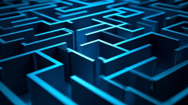 Intricate blue maze pattern representing complexity challenges and solution paths