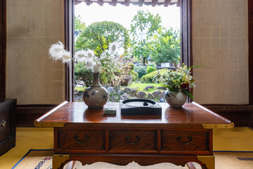 Korean Traditional House's Hanok,living room, floor, window, furniture and Room Interior