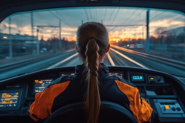 Train driver at sunset (1)
