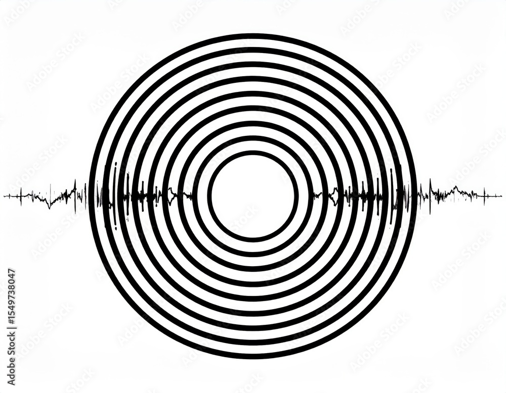 Poster concentric circular pattern with waveform