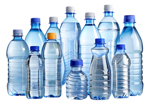 Collection of Plastic Water Bottles Various Sizes and Shapes