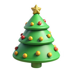 Stylized christmas tree with ornaments on transparent background