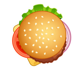 Isolated Burger Art Design with Transparent Background