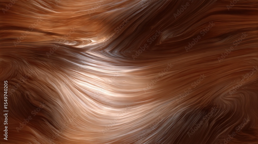 Poster Abstract flowing liquid patterns with dynamic swirling textures in warm brown and beige tones creating a mesmerizing artistic background