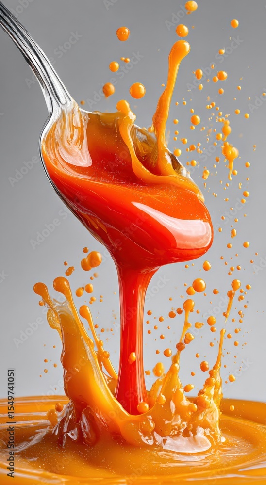 Poster Vibrant Colorful Liquid Splash with orange and red hues Creating a Dynamic Artistic Abstract Motion Scene in Midair