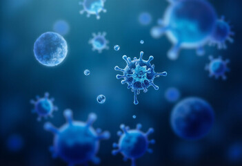 Obraz premium 3D Virus Cell on Microscopic