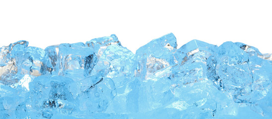 Cubes of clear ice on white background