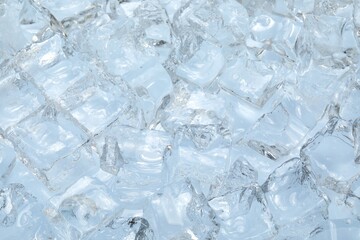 Cubes of clear ice as background, closeup