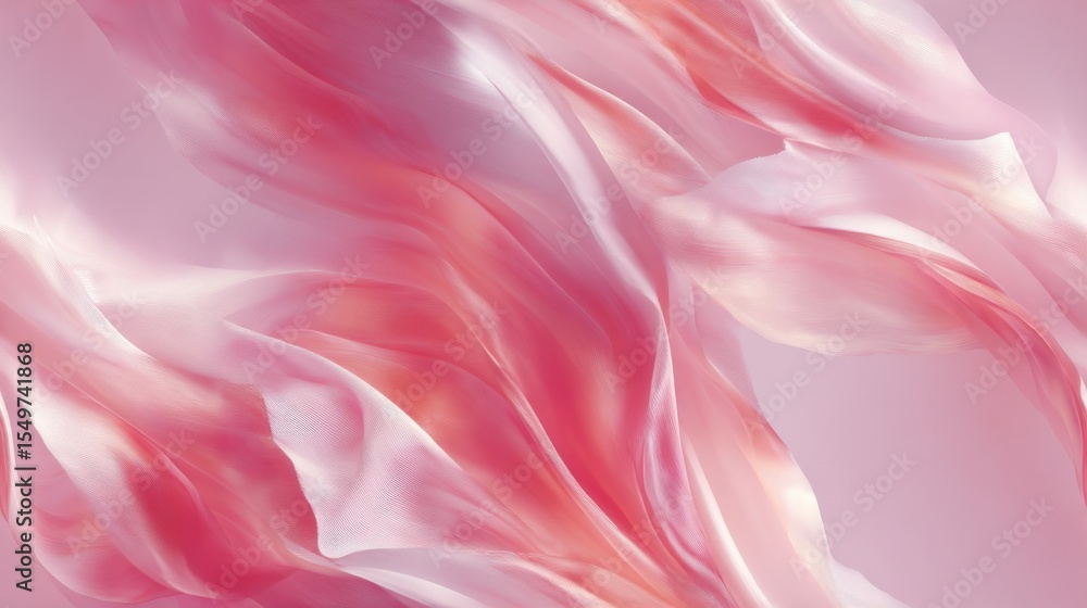 Poster Abstract pink flowing fabric with soft silky texture and smooth curves creating a dreamy elegant artistic background scene