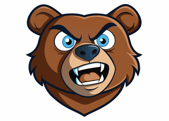 Angry bear logo e sport mascot vintage style Minimalist concept vector illustration