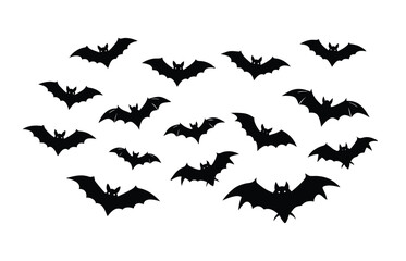Halloween bats silhouettes vector on white background