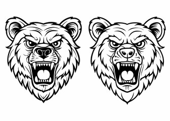 bear with a black face and the word bear, Angry bear head mascot, character illustration