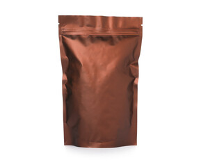 One zipper stand-up pouch isolated on white. Mockup for design