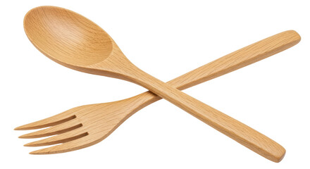 Isolated Wooden Spoon and Fork