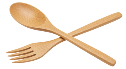 Isolated Wooden Spoon and Fork