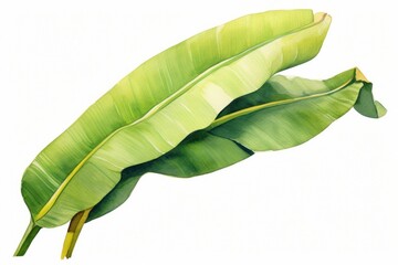 Fototapeta premium Banana plant leaf white background freshness.
